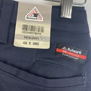 NWT Bulwark FR Navy Blue Utility Work Pants PEW2NV1 CAT2 2112 sz 48x36U Unhemmed